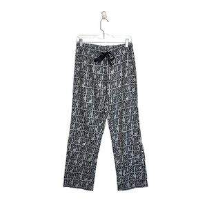 PINK Victoria’s Secret 100% Cotton Gray Black Logo Wide Leg Pajama Pants Xsmall